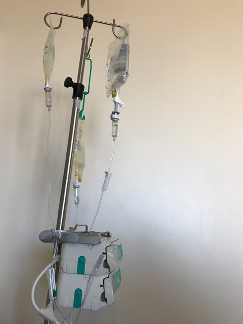 IV pole with meds